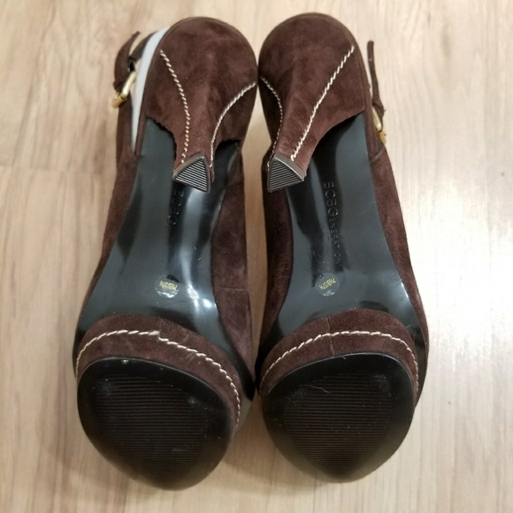 BCBGeneration Brown Suede Platform Slingback Heels - Picture 5 of 7